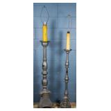 TWO ITALIAN PEWTER FLOOR LAMPS