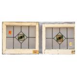 PAIR OF FRENCH ART NOUVEAU STAINED GLASS PANELS