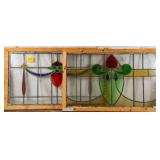 TWO FRENCH ART NOUVEAU STAINED GLASS PANELS