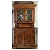 FRENCH RENAISSANCE REVIVAL STAINED GLASS VITRINE C