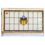 FRENCH ART NOUVEAU STAINED GLASS PANEL