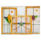 THREE FRENCH STAINED GLASS PANELS
