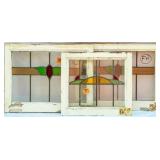 THREE CONTINENTAL STAINED GLASS PANELS