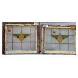 TWO FRENCH ART NOUVEAU STAINED GLASS PANELS
