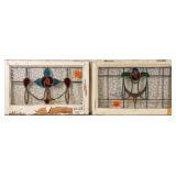 TWO FRENCH ART NOUVEAU STAINED GLASS PANELS