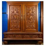 FRENCH RENAISSANCE REVIVAL CARVED OAK CABINET