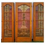 THREE FRENCH STAINED GLASS DOORS
