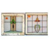 TWO FRENCH ART NOUVEAU STAINED GLASS PANELS