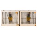 PAIR OF CONTINENTAL STAINED GLASS PANELS