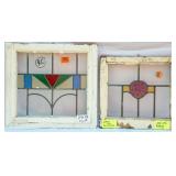 TWO CONTINENTAL LEADED STAINED GLASS PANELS