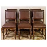SET OF 6 ENGLISH JACOBEAN STYLE OAK CHAIRS