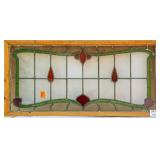 FRENCH ART NOUVEAU STAINED GLASS PANEL