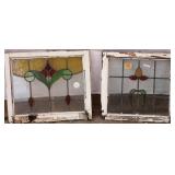 TWO ANTIQUE CONTINENTAL STAINED GLASS PANELS