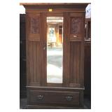 FRENCH WALNUT MIRRORED ARMOIRE