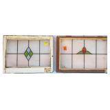 TWO CONTINENTAL STAINED GLASS PANELS