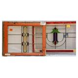 TWO FRENCH ART NOUVEAU STAINED GLASS PANELS