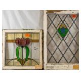 TWO CONTINENTAL STAINED GLASS PANELS