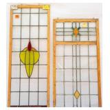 TWO CONTINENTAL STAINED GLASS PANELS