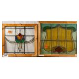 TWO CONTINENTAL STAINED GLASS PANELS