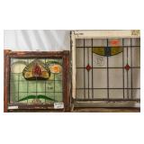 TWO FRENCH ART NOUVEAU STAINED GLASS PANELS