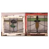 TWO ANTIQUE CONTINENTAL STAINED GLASS PANELS