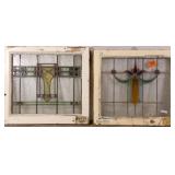 TWO ANTIQUE CONTINENTAL STAINED GLASS PANELS