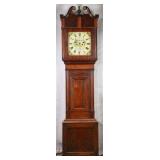 19TH C. ENGLISH MAHOGANY & OAK GRANDFATHER CLOCK