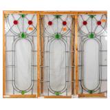 SET OF 3 CONTINENTAL STAINED GLASS PANELS