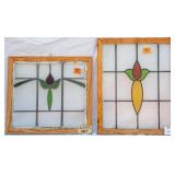 TWO FRENCH ART NOUVEAU STAINED GLASS PANELS