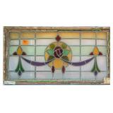 FRENCH ART NOUVEAU STAINED GLASS PANEL