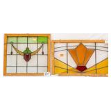TWO FRENCH STAINED GLASS PANELS