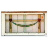 FRENCH ART NOUVEAU STAINED GLASS PANEL