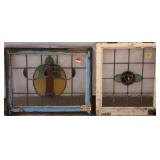 TWO ANTIQUE CONTINENTAL STAINED GLASS PANELS