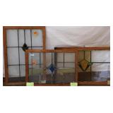 THREE IRISH STAINED GLASS PANELS