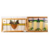 TWO FRENCH ART NOUVEAU STAINED GLASS PANELS