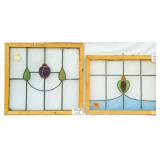 TWO FRENCH STAINED GLASS PANELS