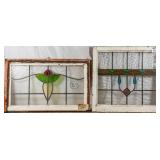 TWO ANTIQUE CONTINENTAL STAINED GLASS PANELS