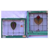 TWO ANTIQUE STAINED GLASS WINDOWS