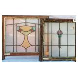 TWO CONTINENTAL STAINED GLASS PANELS