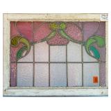FRENCH ART NOUVEAU STAINED GLASS PANEL