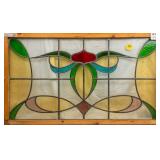 CONTINENTAL ART NOUVEAU STAINED GLASS PANEL