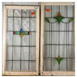 TWO ANTIQUE CONTINENTAL STAINED GLASS PANELS