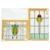 TWO FRENCH ART NOUVEAU STAINED GLASS PANELS