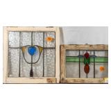 TWO ANTIQUE CONTINENTAL STAINED GLASS PANELS