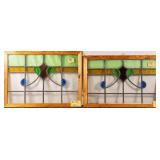 TWO FRENCH ART NOUVEAU STAINED GLASS PANELS