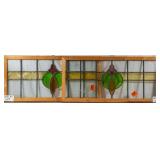 PAIR OF FRENCH ART NOUVEAU STAINED GLASS PANELS