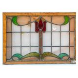 FRENCH ART NOUVEAU STAINED GLASS PANEL