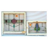 TWO CONTINENTAL STAINED GLASS PANELS