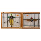 TWO FRENCH STAINED GLASS PANELS