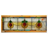 FRENCH ART NOUVEAU STAINED JEWELED GLASS PANEL